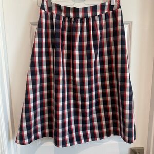 1901 Plaid A-Line Skirt in Navy, Red & White